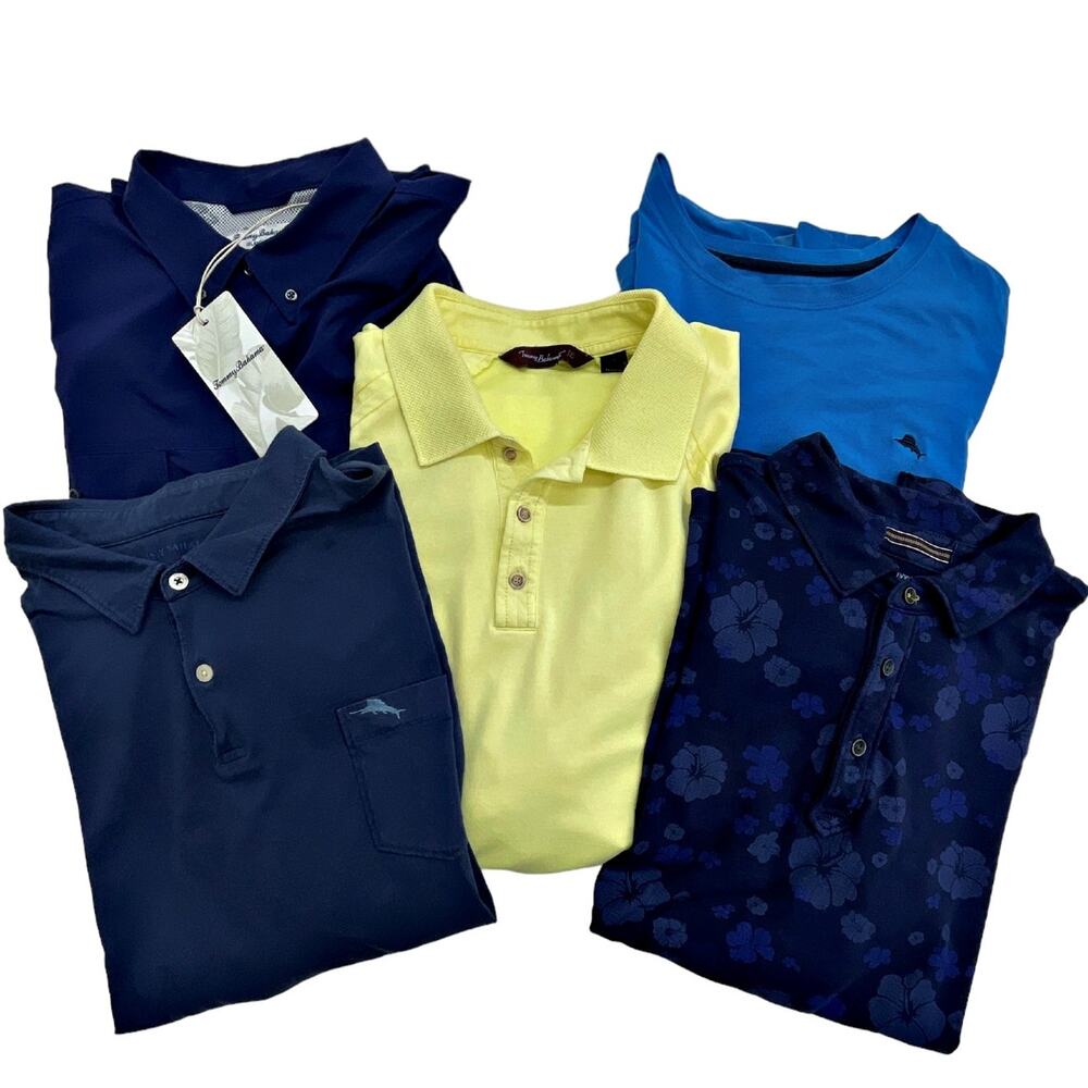 Tommy Bahama Lot 5 TShirt Polos & NWT Fishing UPF Dry Wick Shirt Hawaiian
